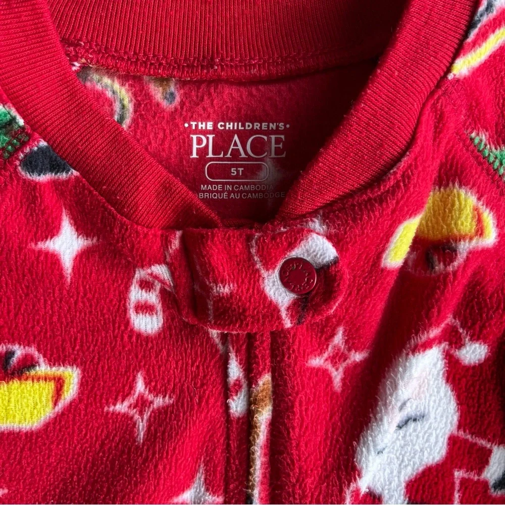 The Children’s Place Christmas One Way Footed Zippy Pajama Red 5T